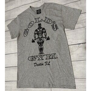 Golds Gym Bodybuilder Workout Graphic T Shirt Size Small S Gray